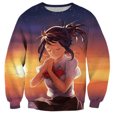 Your Name Mitsuha Beautiful Girl Chibi - 3D Hoodie, T shirt, Sweatshirt, Tank Top