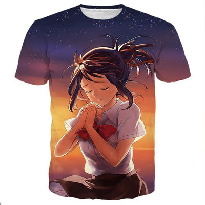 Your Name Mitsuha Beautiful Girl - 3D Hoodie, T shirt, Sweatshirt, Tank Top