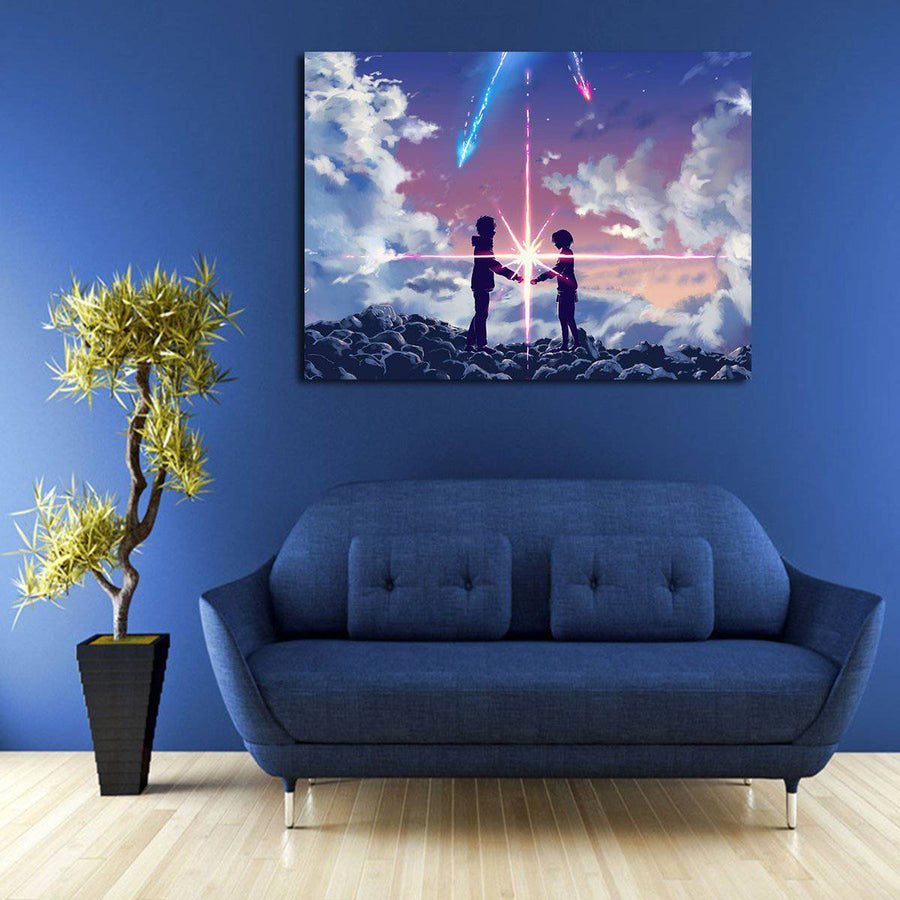 Your Name Taki And Mitsuha Under The Moon Wall Art Canvas